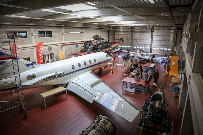 Aircraft in workshop